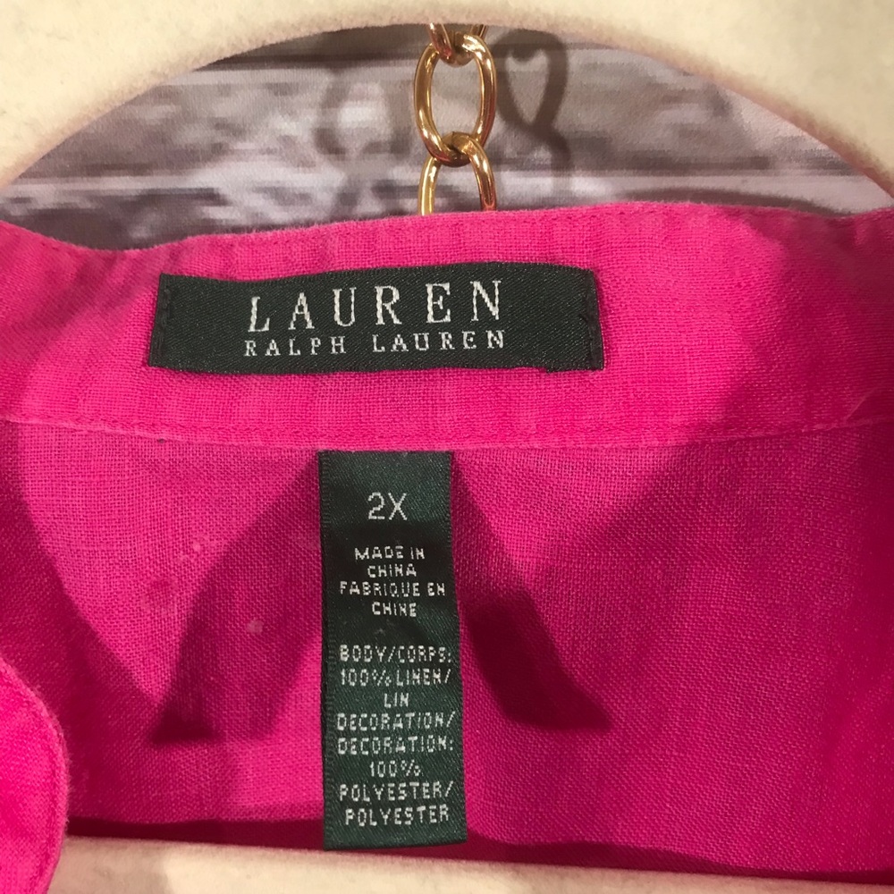 Lauren Embroidered Pink Blouse Sz 2X (K19) - Picture 4 of 4